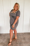 Twisted T-Shirt Dress in Charcoal (S-2XL)