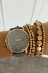 Sea Moss Green Leather Band Watch