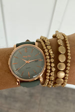 Sea Moss Green Leather Band Watch