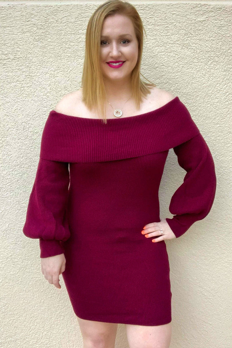 Sweet Love Off The Shoulder Sweater Dress