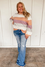 Multi Stripes Colorblock Sweater - PLUS