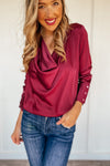 Burgundy Satin Drap Blouse