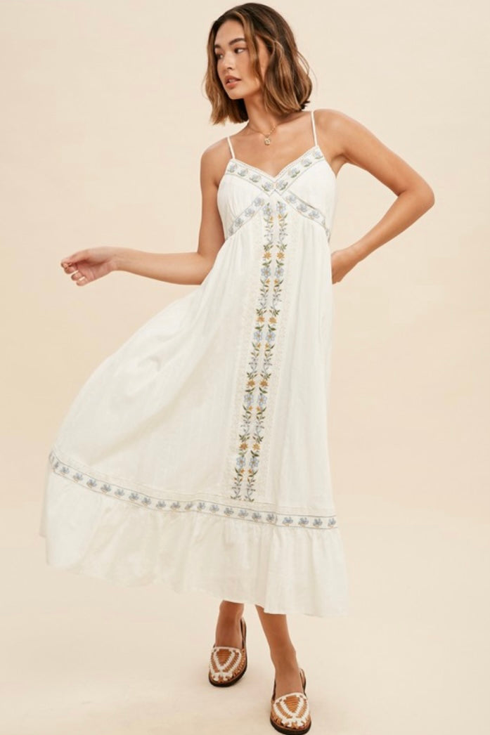 Summer Breeze Embroidered Midi Dress