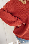 Textured Sleeve Deep Red Sweater - PLUS