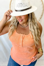 Malibu Acid Washed Tank in Peach (Size down!)