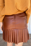 The Bristol Vegan Leather Skirt in Cognac