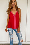 Contrasting Cami in Red and Pink