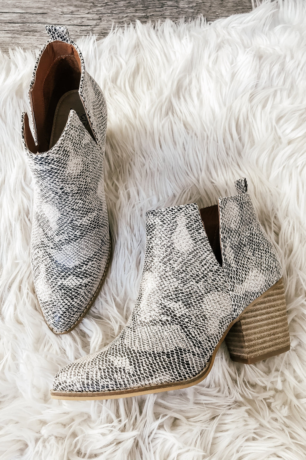 The Avery Faux Suede Bootie in Snake - LURE Boutique