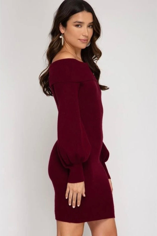 Sweet Love Off The Shoulder Sweater Dress
