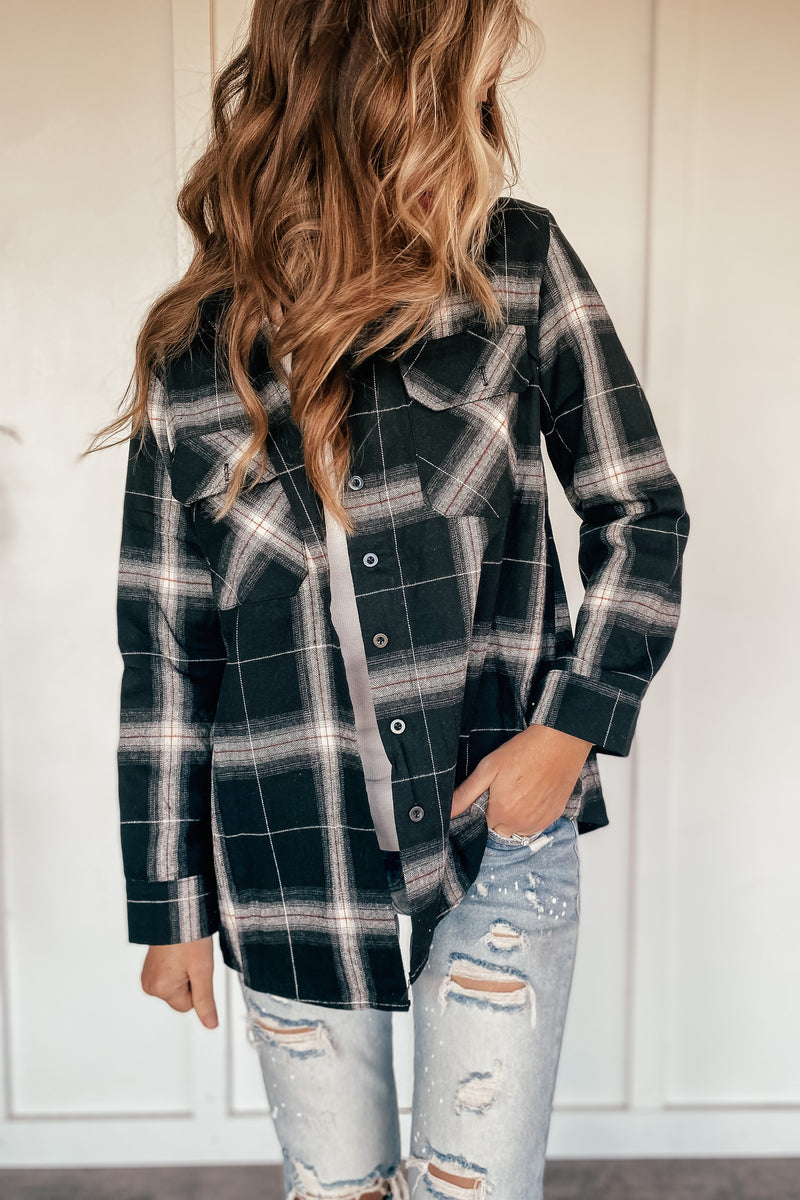 Hallie Black Plaid Flannel - 2X