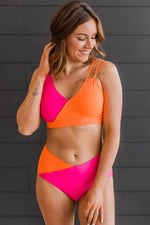 Capture The Coast Swim Top- Hot Pink & Orange