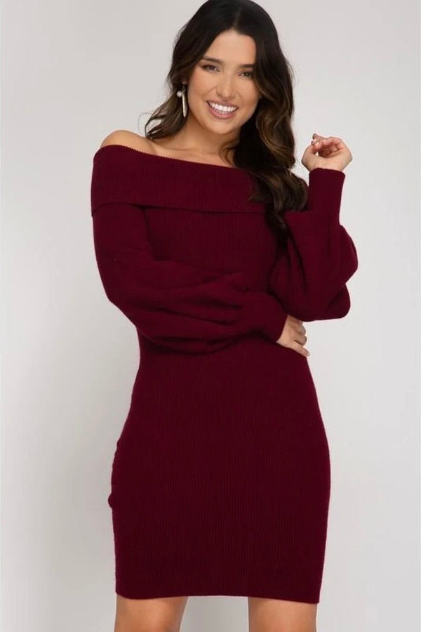 Sweet Love Off The Shoulder Sweater Dress
