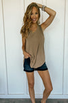 Relaxed and Luxe Sleeveless Top in Tan