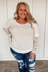 Lace Sleeve Soft Henley - PLUS