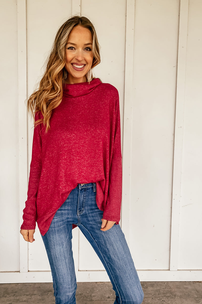 Cindy Turtleneck Tunic Sweater in Red – LURE Boutique