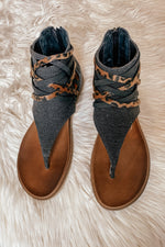 Carla Sparta Sandals in Black and Leopard