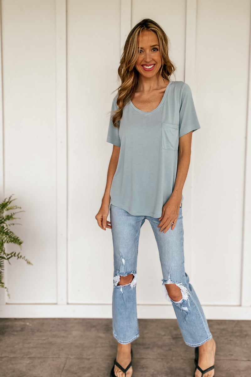 The Cozy Tencil Tee in Blue Mist