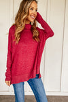 Cindy Turtleneck Tunic Sweater in Red