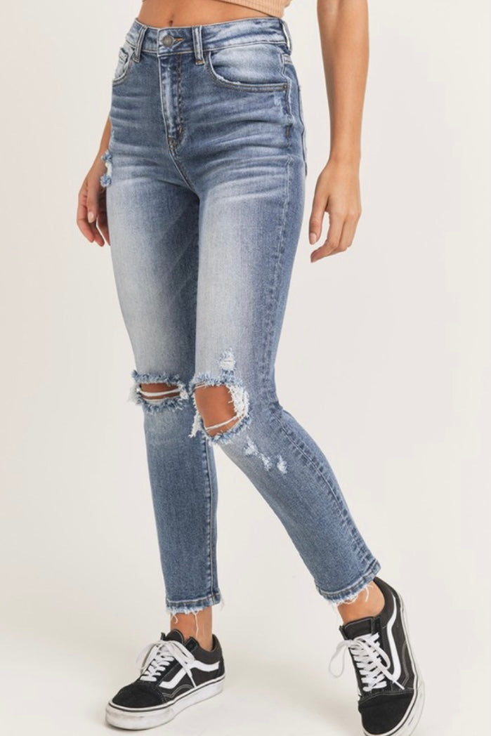 High Rise Vintage Washed Skinny Jeans
