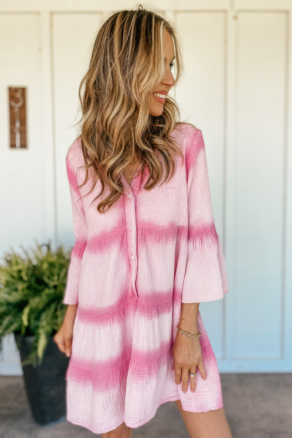 Casual and Cool Cotton Dress in Pink