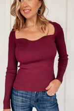Sweetheart Cut Burgundy Fitted Top