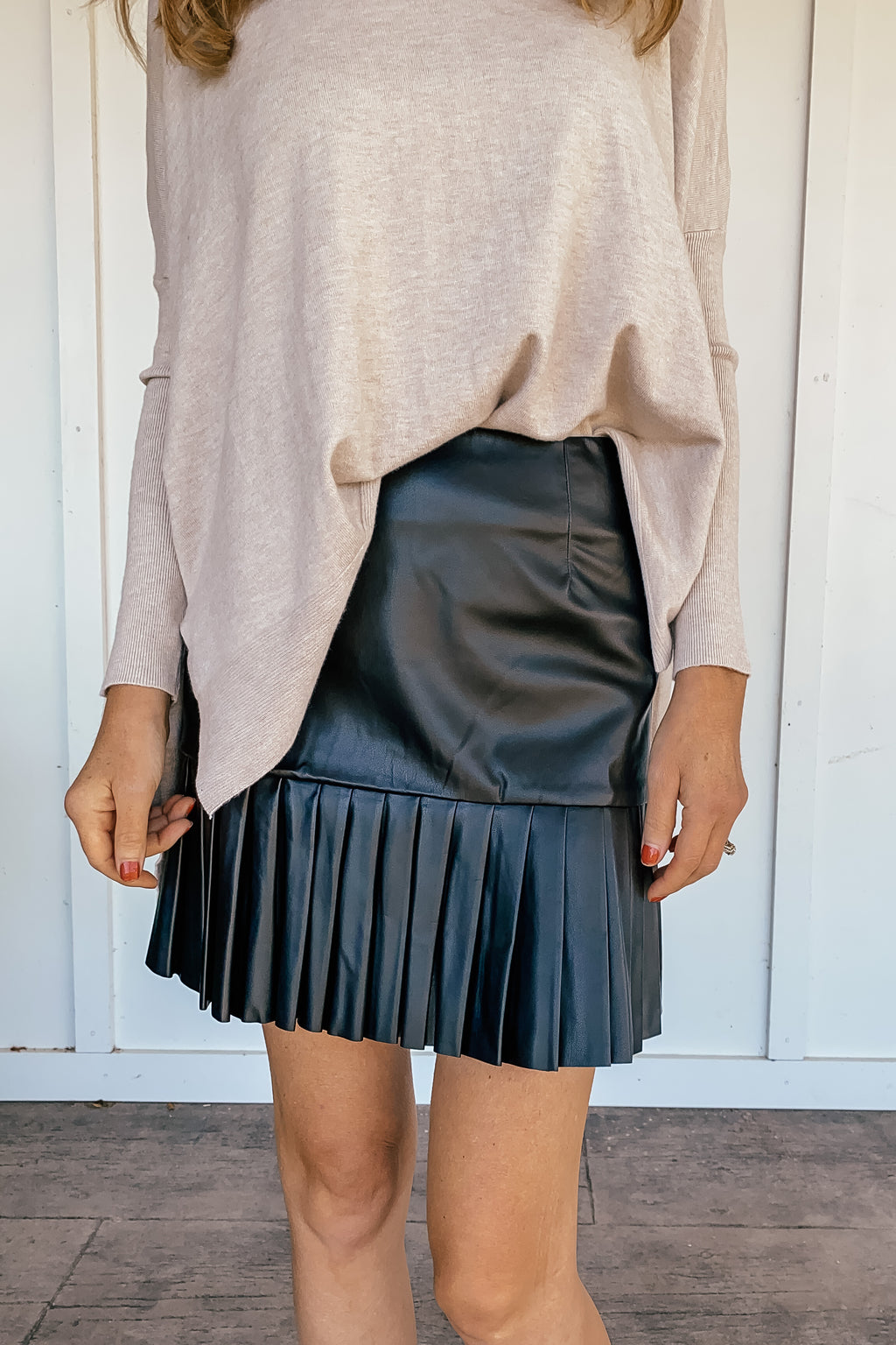 The Bristol Vegan Leather Skirt in Black